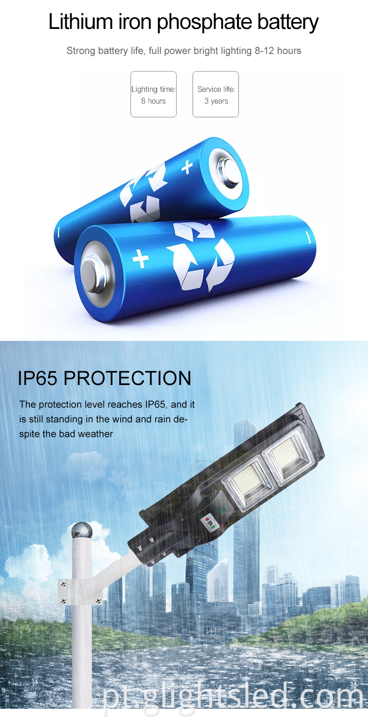 IP66 Controle remoto à prova d'água IP66 ABS integrados tudo em um 40 80 W Solar LED Street Lamp